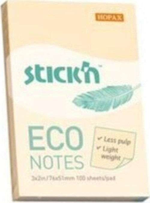Hopax Stıckn Yapışkanlı Not Kağıdı 100 Yaprak 76x51 Mm Eco Patel Sarı