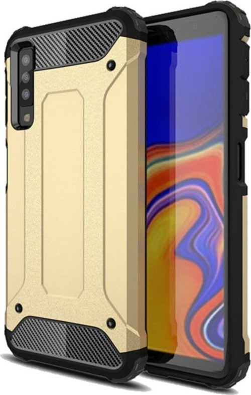 Samsung Galaxy A7 2018 Kapak Çift Katmanlı Zırh Tank Kılıf - Gold
