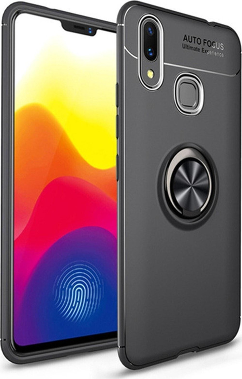 Samsung Galaxy A30 Kılıf Renkli Yüzüklü Manyetik Silikon Kapak Siyah - Siyah