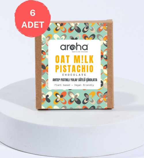 Antep Fıstıklı Yulaf Sütlü Vegan Çikolata 50 gr X 6 Adet