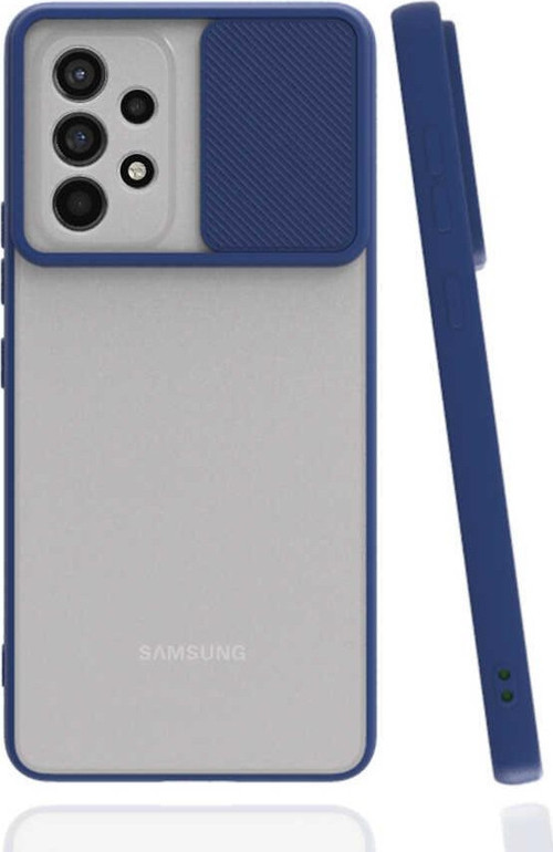 Samsung Galaxy A53 5G Kapak Lensi Açılır Kapanır Kamera Korumalı Silikon Kılıf - Lacivert
