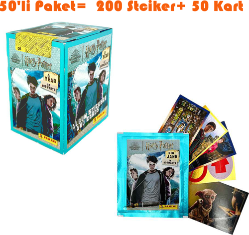 Harry Potter Hogwarts'ta 1 Yıl Sticker Seti 50li Paket (50'li Paket= 200 Stciker+ 50 Kart)