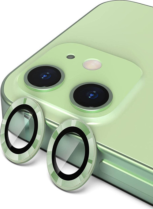Apple iPhone 11 Alüminyum Alaşım Temperli Cam Kamera Lens Koruyucu - Yeşil