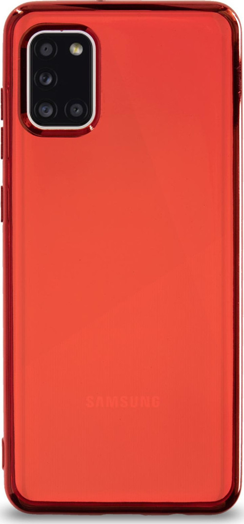 Samsung Galaxy A31 Kılıf Renkli Şeffaf Exclusive Silikon Kapak - Kırmızı