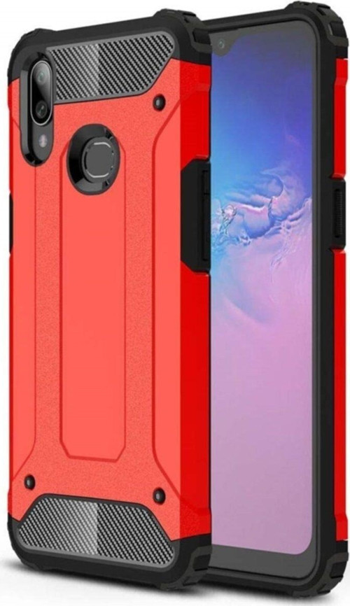 Samsung Galaxy A10s Kapak Çift Katmanlı Zırh Tank Kılıf - Kırmızı