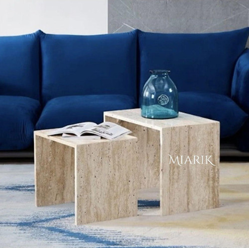 Miarik Design & Dekorasyon Traverten Mermer Amaya Yan Sehpa , Masa , Orta Sehpa , Zigon