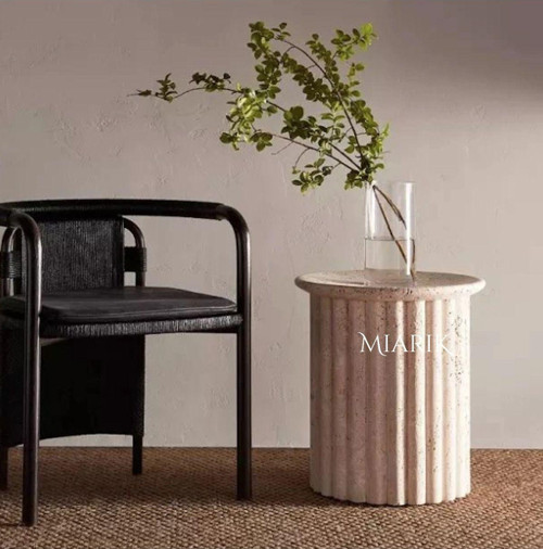 Miarik Design & Dekorasyon Traverten Mermer Darla Yan Sehpa , Masa , Orta Sehpa , Zigon