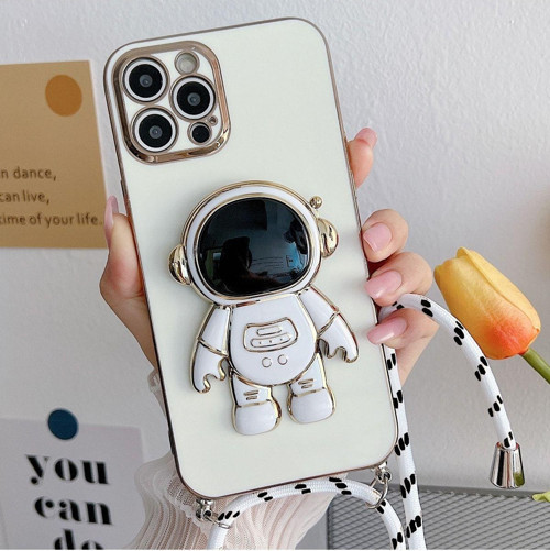 Galaxy A34 ile Uyumlu Ipli Boyun Askılı Astronot Figürlü Silikon Kılıf Pastel Renkli Epiphany Kılıf