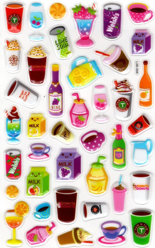 Sticker Kabartmalı Stiker Defter, Planlayıcı Etiket (lxk-008) - 22X14 cm - İçecekler