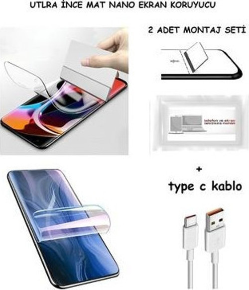 Xiaomi REDMİ A3 Nano Ekran Koruyucu Ultra İNCE Esnek MAT Şeffaf + Type C Kablo
