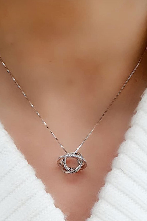 Pırlanta Parlaklığı Zirkon Taşlı 925ayar Gümüş Hareketli Trend Kolye