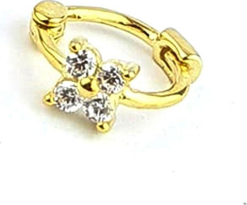 Zirkon Taş Detaylı 925ayar Gümüş Üzerine Altın Kaplama Tragus Kıkırdak Halka Piercing 6mm cap