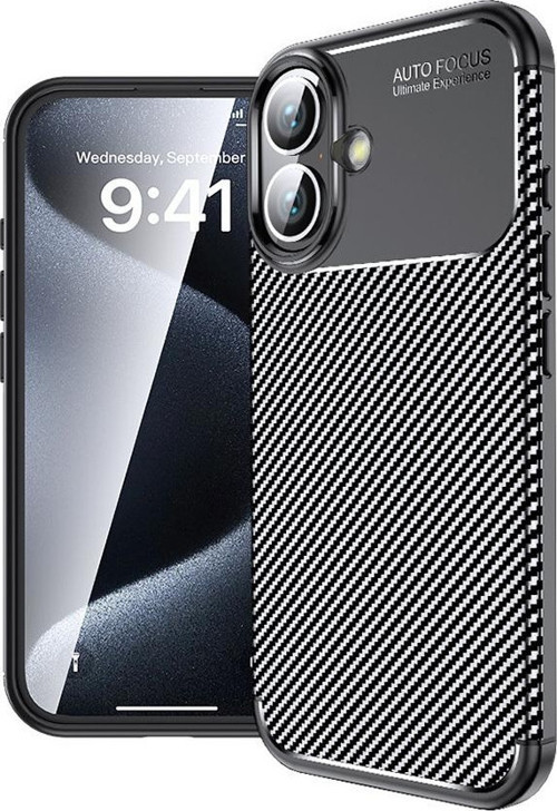 Apple iPhone 16 Plus Kılıf Darbe Emici Uzun Ömürlü Parmak İzi Yapmaz Karbon Tasarım Negro Kılıf