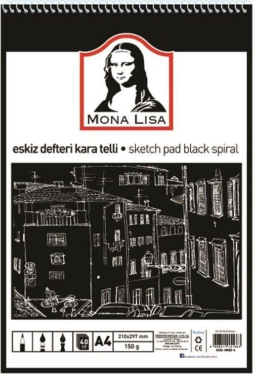 Monalisa Eskiz Defteri Kara Telli A4 150 Gram 40 Yaprak Mn02-4