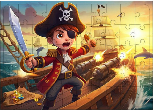 Ahşap Mdf Puzzle Yapboz Küçük Korsanın Hazinesi 50 Parça 35*50 cm