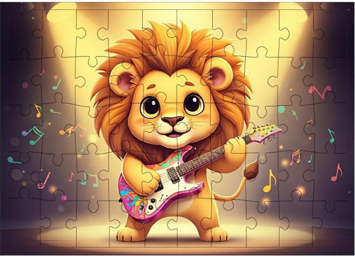Ahşap Mdf Puzzle Yapboz Aslanın Müzik Ruhu 50 Parça 35*50 cm