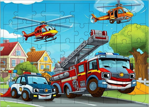 Ahşap Mdf Puzzle Yapboz Yangın Söndürme Helikopteri 50 Parça 35*50 cm