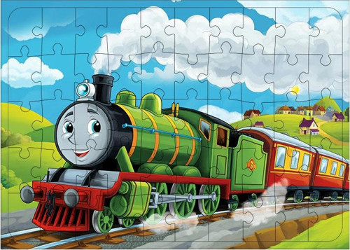 Ahşap Mdf Puzzle Yapboz Yeşil Tren Yolculuğu 50 Parça 35*50 cm