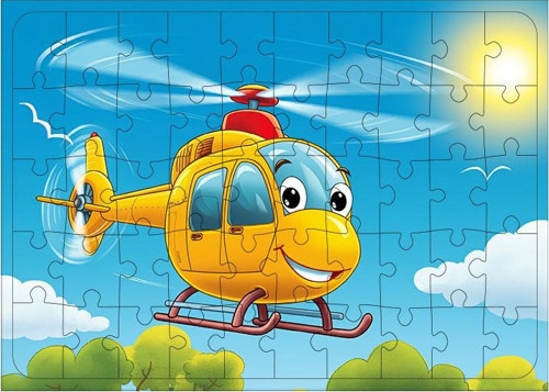Ahşap Mdf Puzzle Yapboz Gökyüzünde Sarı Helikopter 50 Parça 35*50 cm