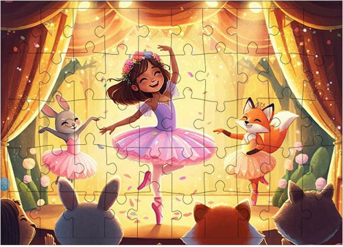 Ahşap Mdf Puzzle Yapboz Bale Yapan Güzel Kız 50 Parça 35*50 cm