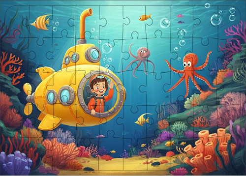 Ahşap Mdf Puzzle Yapboz Deniz Altında Eğlenceli Keşif 50 Parça 35*50 cm