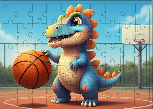 Ahşap Mdf Puzzle Yapboz Basketbolcu Dinozor Çocuk 50 Parça 35*50 cm
