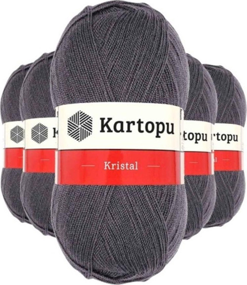 5 Adet Kristal Çift Katlı El Örgü Lif İpi Kömür Gri K556