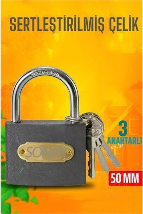 ModaCar Çelik Asma Kilit 50 MM 3 anahtarlı Sonax Design