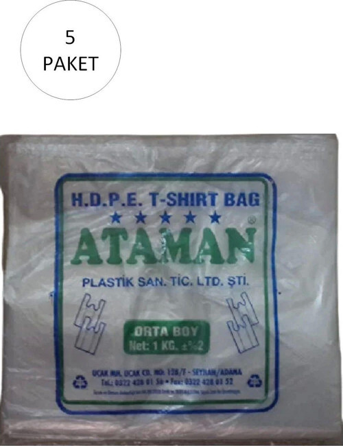 Kalın Şeffaf Atlet Poşet Orta Boy 27X47 Cm 1 Kg (5 Paket-Takriben 725 Adet)