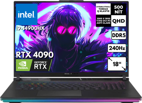 ROG Strix SCAR 18 Intel i9-14900HX 24-GBDDR5 2 TBSSD 16GB RTX4090(175W) 18" WQXGA 240Hz FreeDos Notebook G834JYR-N6098 BT20