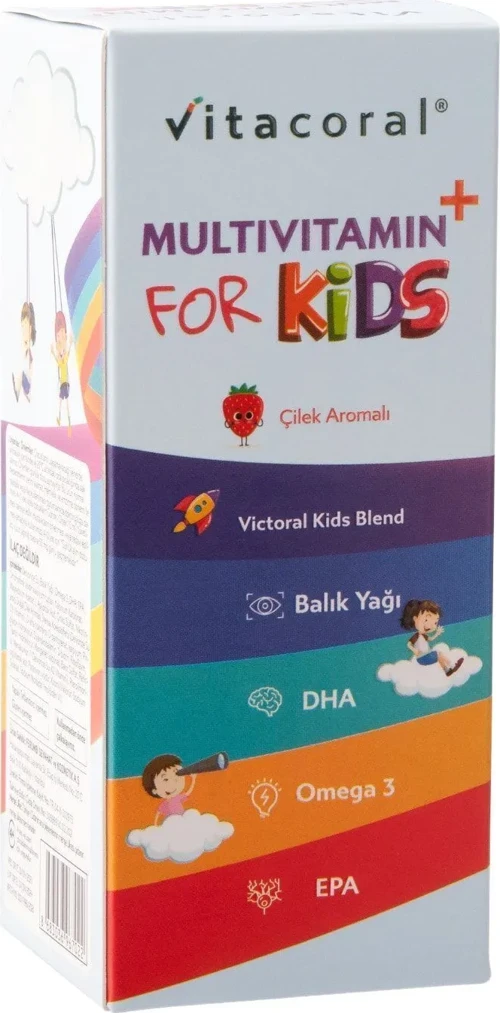 Multivitamin & Fish Oil For Kids Complex 150ml Çilek Aromalı Zihinsel Ve Fiziksel Gelişim İçin
