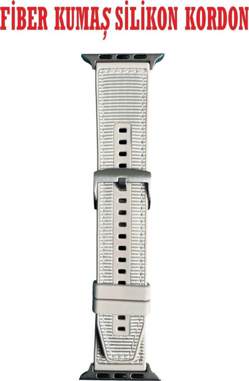 Apple Watch Uyumlu ( 2,3,4,5,6,7,8,9 44-45-49 Mm ) Fi̇Ber Kumaş Desenli̇ Si̇Li̇Kon Kordon