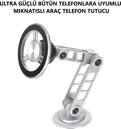 Ultra Güçlü Miknatisli Full Metal Magsafe Uyumlu Araç Telefon Tutucu(Bütün Telefonlara Uyumlu)