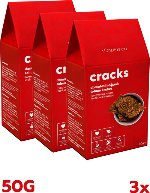 3 Paket Domates Soğanlı Glutensiz Vegan Tohum Kraker Cracks 50 gr