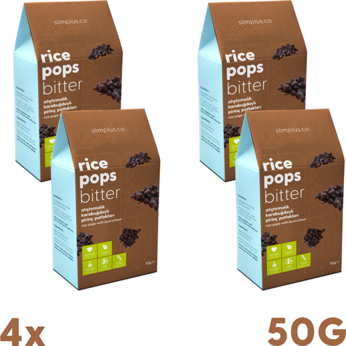 4 Paket Glutensiz Vegan Rice Pops Bitter Kakaolu Karabuğdaylı Pirinç Patlakları 50G