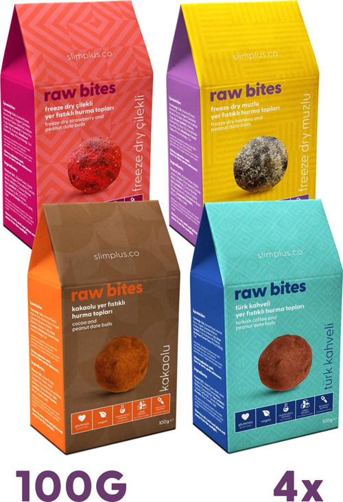 4\\\\\\\'\\\\\\\'lü Glutensiz Vegan Yerfıstıklı Hurma Topları Raw Bites Mix Paket 100gr