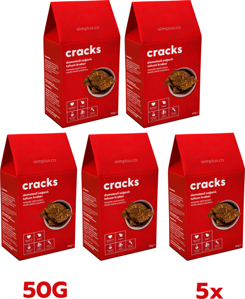5 Paket Domates Soğanlı Glutensiz Vegan Tohum Kraker Cracks 50 gr