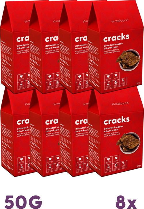 8 Paket Domates Soğanlı Glutensiz Vegan Tohum Kraker Cracks 50 gr
