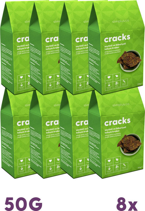 8 Paket Zeytin Biberiyeli Glutensiz Vegan Tohum Kraker Cracks 50 gr