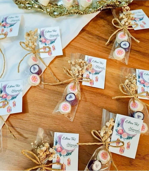 3'Lü Pembe Çiçek Temalı Doğum Günü, Babyshower, Düğün, Sünnet, Mevlüt, Yaş Günü Şekeri 100 Adet