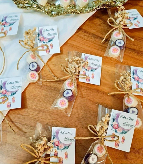 3'Lü Pembe Çiçek Temalı Doğum Günü, Babyshower, Düğün, Sünnet, Mevlüt, Yaş Günü Şekeri 25 Adet