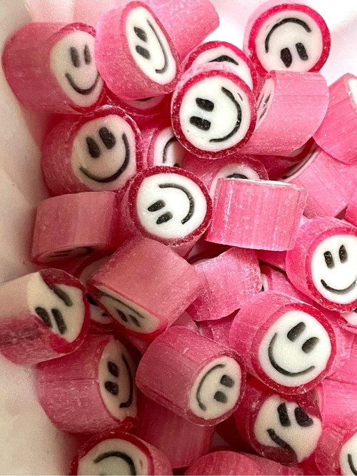 Pembe Gülenyüz Çilek Aromalı Lolly Şeker 1000 Gr.