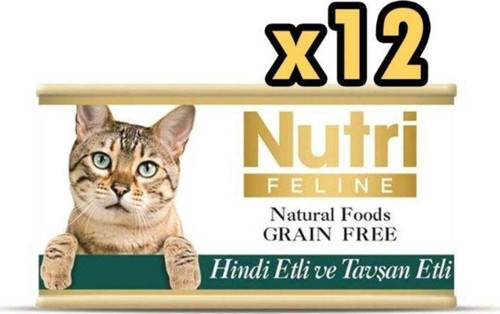 Nutri Tahılsız Hindi Etli Ve Tavşan Etli Kedi Konservesi 85 Gr (12 Adet)