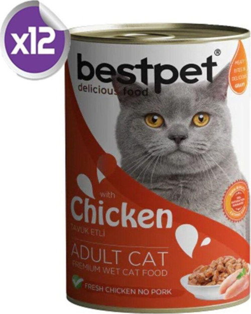 Tavuklu Konservesi Yetişkin Kedi Maması 12 X 400 Gr