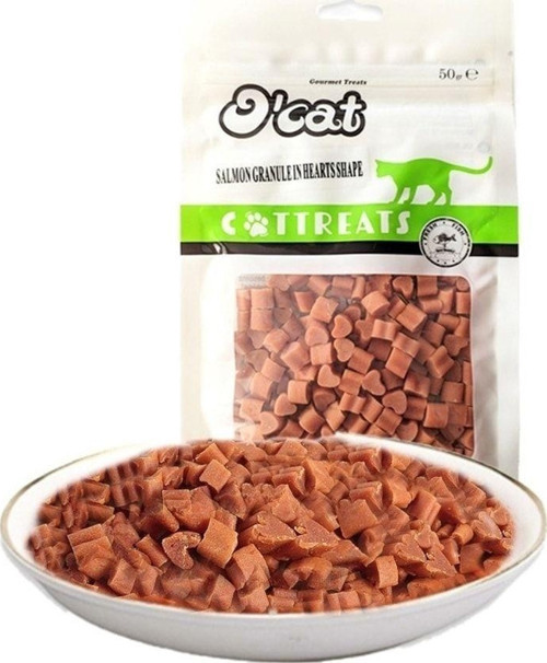 O Cat Somon Balıklı Kalpli Granül Kedi Ödülü 50 Gr