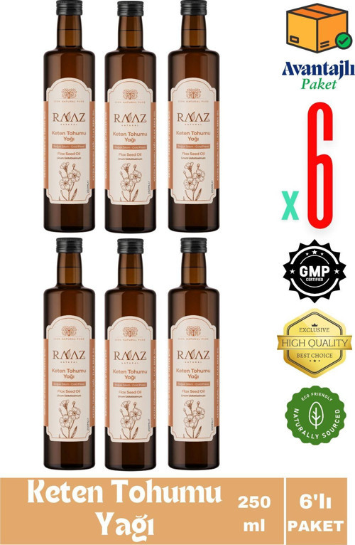 Keten Tohumu Yağı Avantajlı Paket 6 Adet 250 Ml Soğuk Sıkım Flaxseed Oil