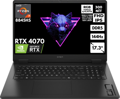 Omen 17-DB0021NT R7-8845HS 16-GBDDR5 2 TBSSD RTX4070 (8 GB) 17.3" FHD Freedos A44QSEAHMFY6