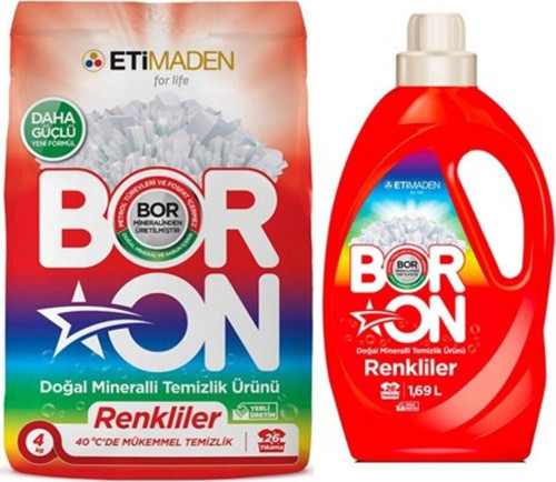 Boron Doğal Mineralli Toz Temizlik Ürünü Renkliler + Sıvı Temizlik Ürünü Renkliler