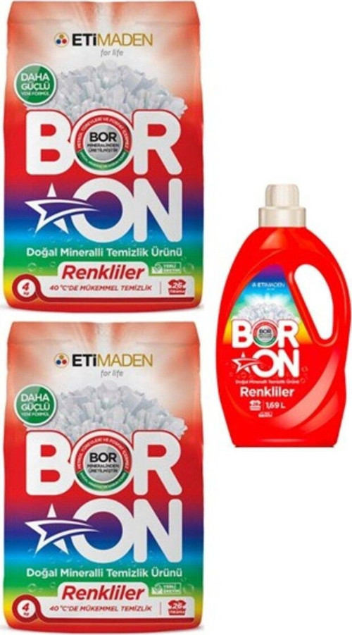 Boron Doğal Mineralli Toz Temizlik Ürünü Renkliler 2 Adet + Boron Sıvı Temizlik Ürünü Renkliler