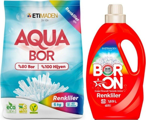 Aquabor Toz Çamaşır Deterjanı 6 Kg Renkliler + Sıvı Temizlik Ürünü Renkliler